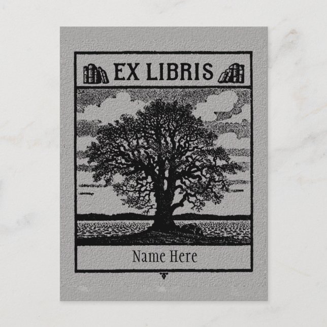 Postal Marcador Ex Libris Tree in Field (Anverso)