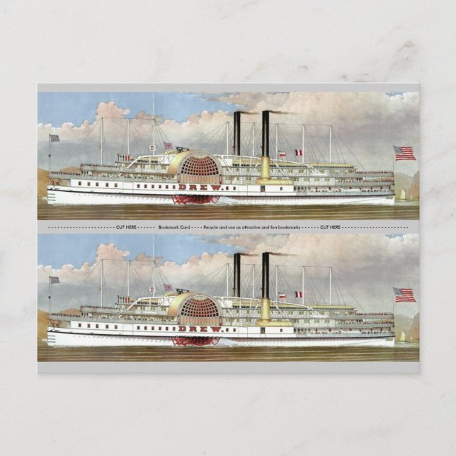 Postal Marcador Hudson River Steamer 1877 (Anverso)