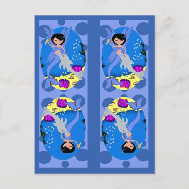 Postal Marcadores de Sirenas Azules y Merfaery (Anverso)
