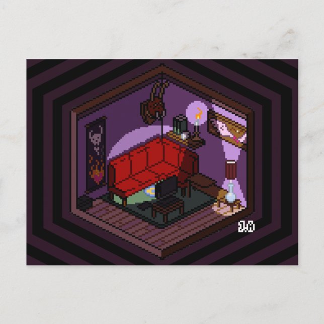 Postal Marceline Vampire Dark Living Room Pixel Art (Anverso)