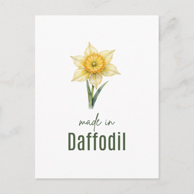 Postal March Daffodil Birth Flower Wall Art Watercolor (Anverso)