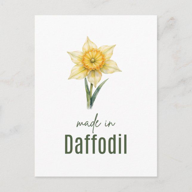 Postal March Daffodil Birth Flower Wall Art Watercolor (Anverso)