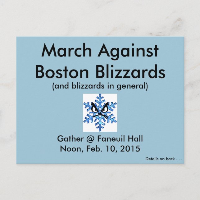 Postal ¡¡Marcha contra los Blizzards de Boston 2015!! (Anverso)