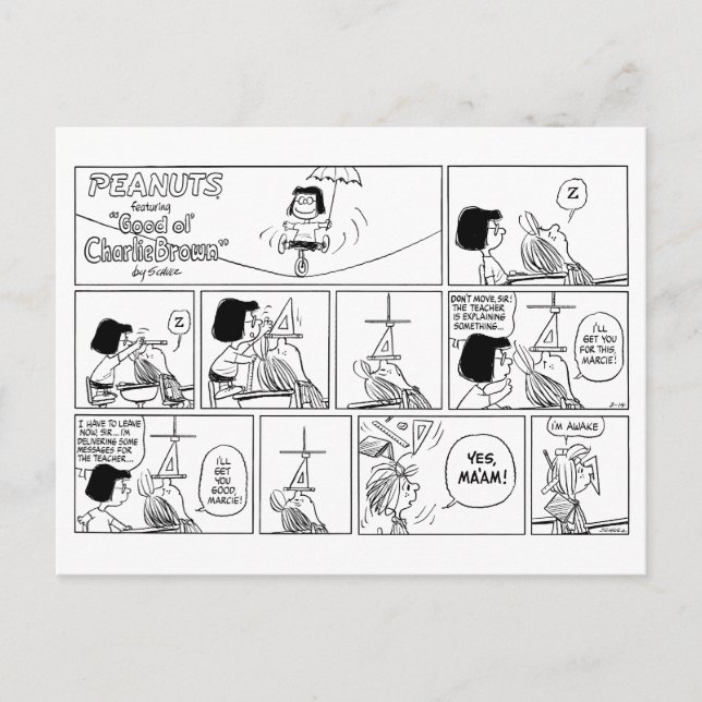 Postal Marcie & Peppermint Patty En El Aula (Anverso)