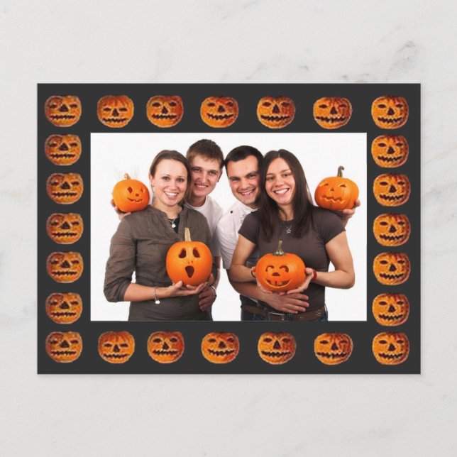 Postal Marco antiguo de Jack o' Lantern de Halloween (Anverso)