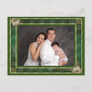Postal Marco Antiguo Verde para Foto Familiar Personaliza