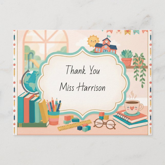 Postal Marco de Aula Personalizable de Agradecimiento a l (Anverso)