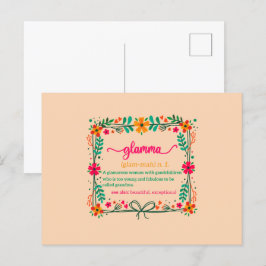 Postal Marco de flores Glamma Abuela Definición de abuela
