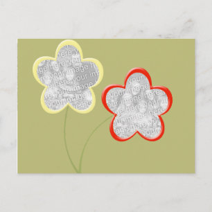 Postal marco de foto con flor en tallo 2-fotos