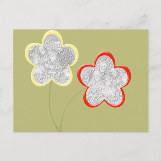 Postal marco de foto con flor en tallo 2-fotos (Anverso)