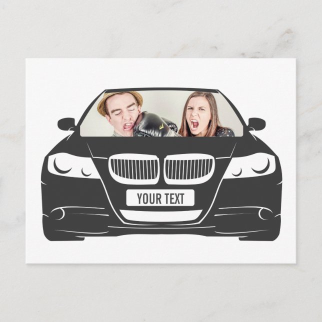 Postal Marco de foto de coche personalizado divertido (Anverso)