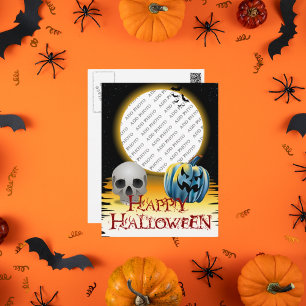 Postal Marco de Foto de Halloween Calavera y Jack o' Lant