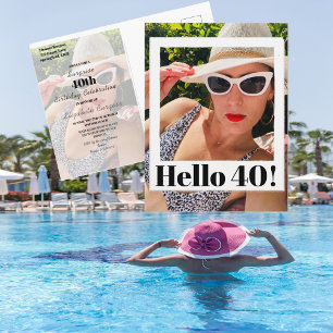 Postal Marco de foto para 40 cumpleaños Moderno Chic