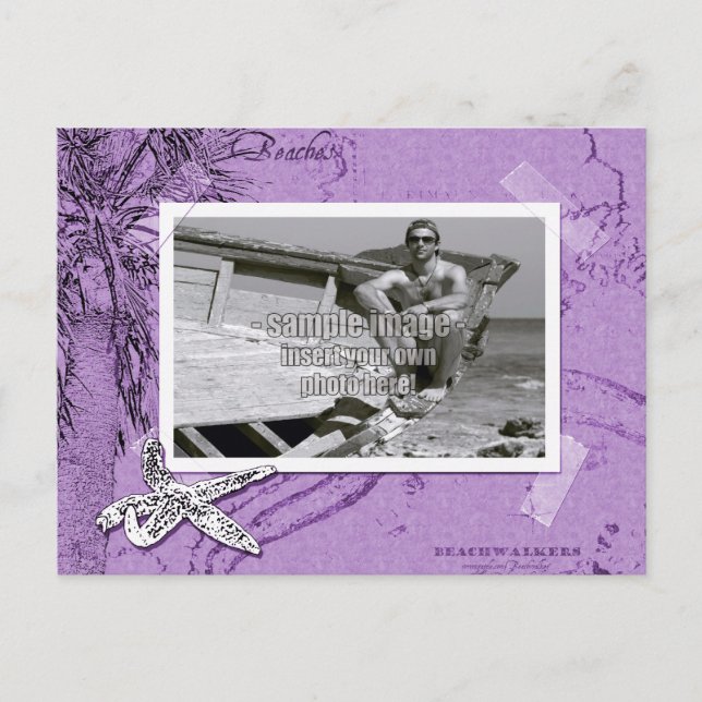 Postal Marco de foto violeta del collage del paseo maríti (Anverso)