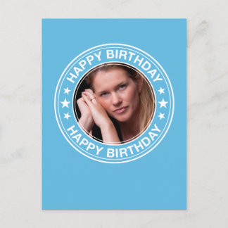 Postal Marco de imagen feliz cumpleaños en azul