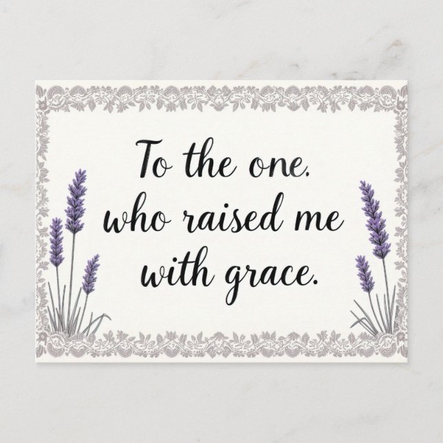 Postal Marco de lavanda me crió con gracia Mamá (Anverso)