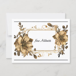 Postal Marco dorado floral Nueva dirección