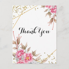Postal Marco Dorado Geométrico Floral Rosa Gracias
