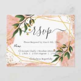Postal Marco dorado moderno Floral verde marfil RSVP