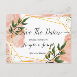 Postal Marco dorado moderno Floral verde marfil salva la 