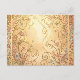 Postal Marco floral Art Nouveau borde ornamental vintage