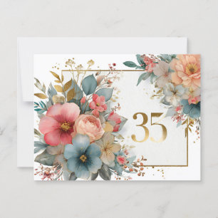 Postal Marco Floral con Número 35 para Aniversario