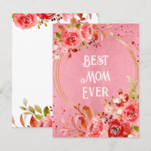 Marco floral de Peonía Rosa Mejor Mamá del Mundo
