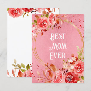 Postal Marco floral de Peonía Rosa Mejor Mamá del Mundo