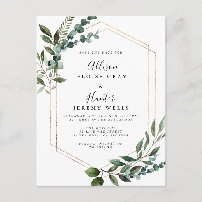 Postal Marco floral Guardar la fecha (Anverso)