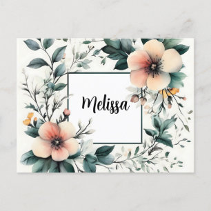 Postal Marco floral personalizado, diseño acuarela