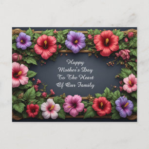 Postal Marco Floral Vintage Con Borde De Hibisco