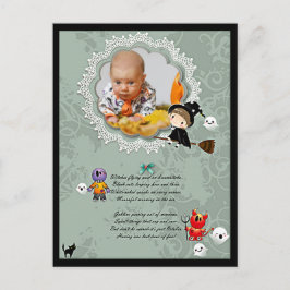 Postal Marco fotográfico con bruja, monstruos, fantasma, 