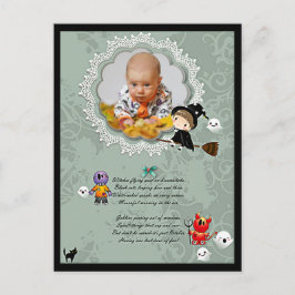 Postal Marco fotográfico con bruja, monstruos, fantasma, 