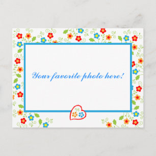 Postal Marco fotográfico Corazones y flores