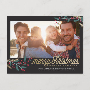 Postal Marco fotográfico de las Berries Rojas Gold Feli