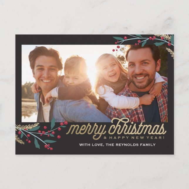 Postal Marco fotográfico de las Berries Rojas Gold | Feli (Anverso)