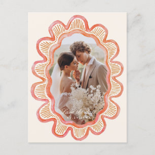 Postal Marco fotográfico ovalado de vieira naranja pintad