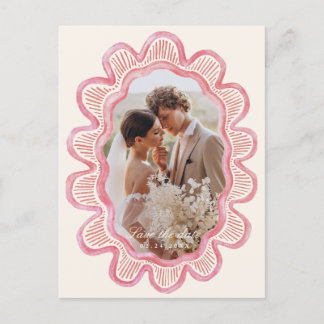 Postal Marco fotográfico ovalado de vieira rosa pintado a