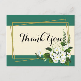 Postal marco geométrico elegante con flores blancasGracia