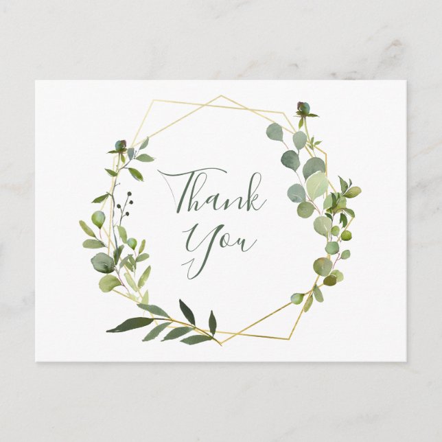 Postal Marco geométrico Eucalyptus moderno Gracias (Anverso)