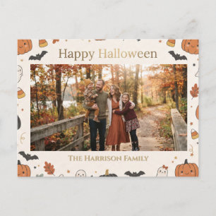 Postal Marco personalizable de Halloween lindo y Kawaii f