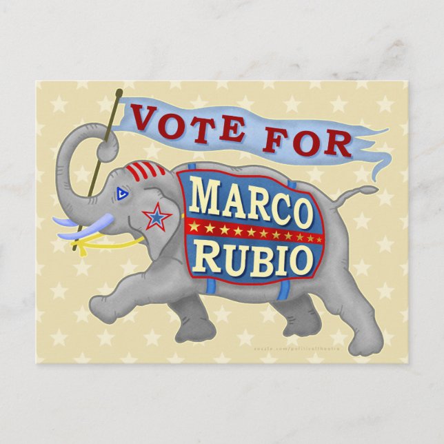 Postal Marco Rubio Presidente 2016 Elefante Republicano (Anverso)