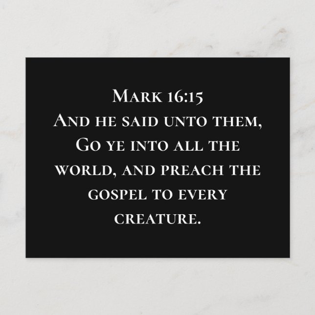 Postal Marcos 16:15 Vayan al mundo de las Misiones Cristi (Anverso)