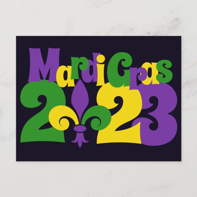 Postal Mardi Gras 2023 fleur-de-lis Postcard (Anverso)
