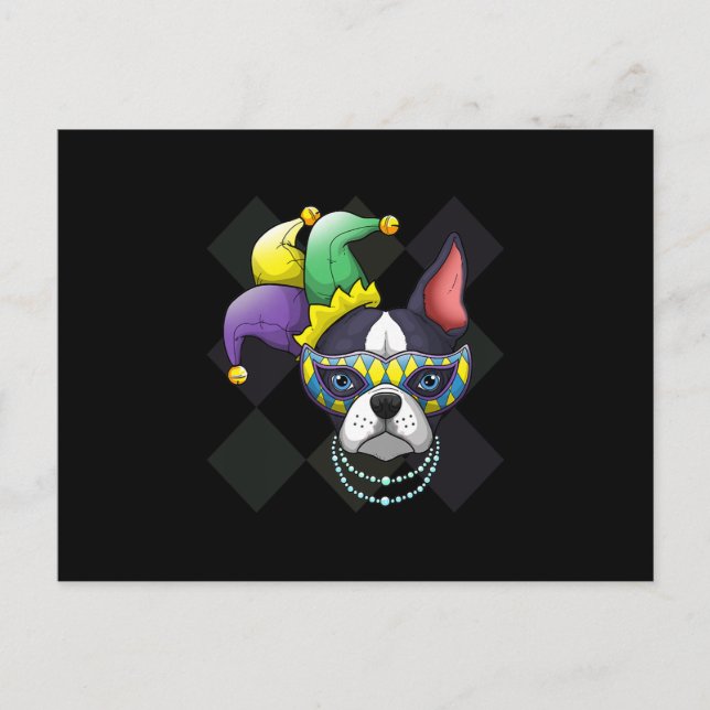 Postal Mardi Gras Camisas de Perro Gracioso Lover Terrier (Anverso)
