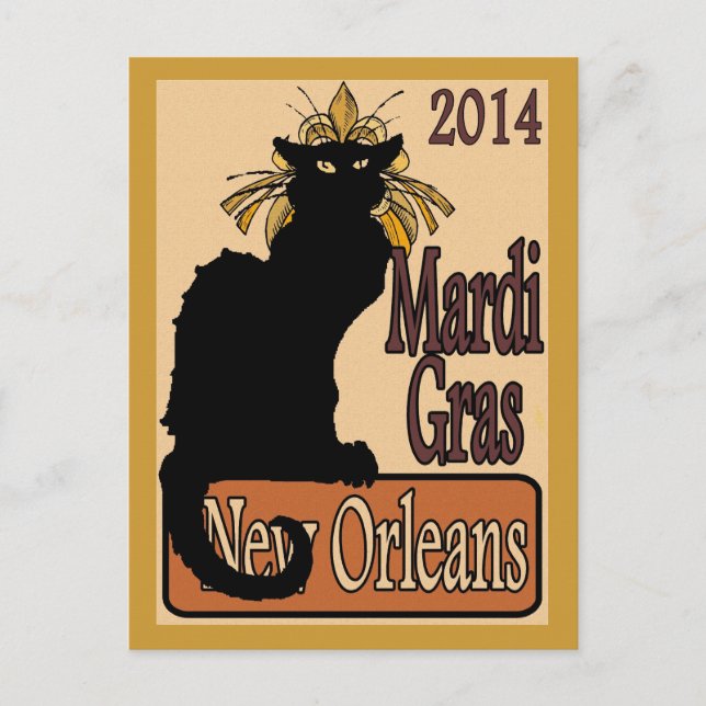 Postal Mardi Gras Chat Noir (Anverso)