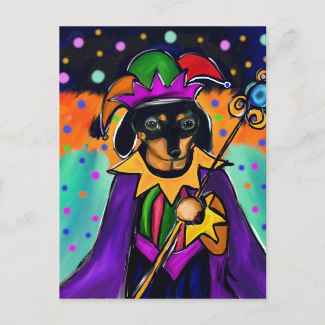 POSTAL MARDI GRAS DACHSHUND (Anverso)