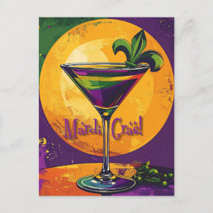 Postal Mardi Gras de mediados de siglo Martini Fleur De L