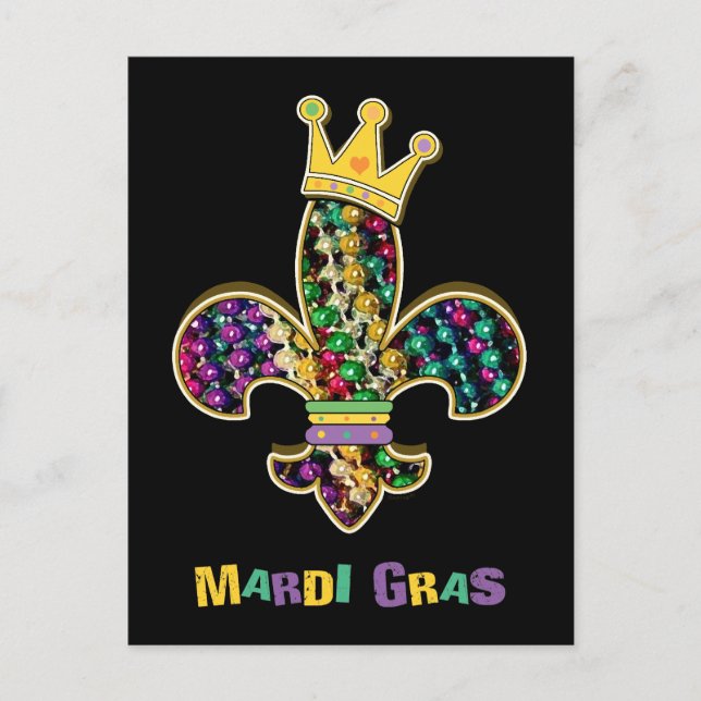 Postal Mardi Gras Fleur Celebración (Anverso)
