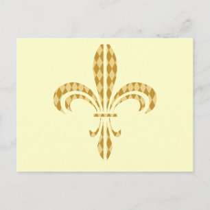 Postal Mardi Gras Harlequin Fleur De Lis